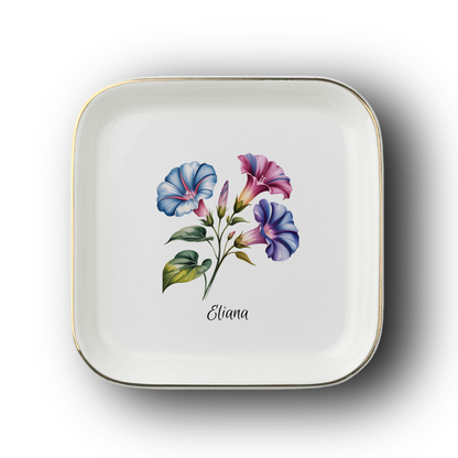 Personalized Birth Flower Jewelry Dish