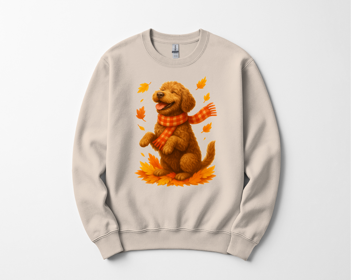 Portuguese Water Dog Autumn Shirt, Cozy Fall Dog Sweatshirt, Cute Brown Dog Lover Gift, Seasonal Apparel Pullover