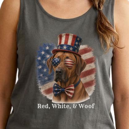 Patriotic Rhodesian Ridgeback Tank Top, Red White & Woof
