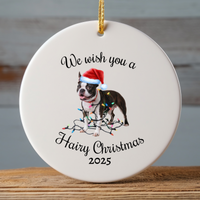 Load image into Gallery viewer, Christmas Boston Terrier Ornament, Christmas Lights Dog Keepsake
