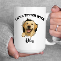 Load image into Gallery viewer, Personalized Yellow Lab Life’s Better With My Dog Mug
