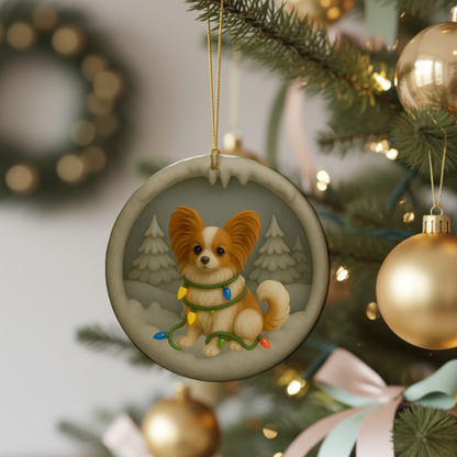 Personalized Papillon Christmas 3D Clay-Style Dog Keepsake
