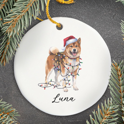 Personalized Akita Christmas Lights Ornament