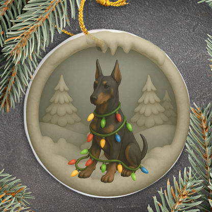 Personalized Doberman Christmas 3D Clay-Style Ornament