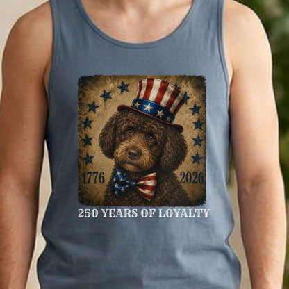 Brown Portuguese Water Dog Patriotic Tank Top, 250 Years Loyalty