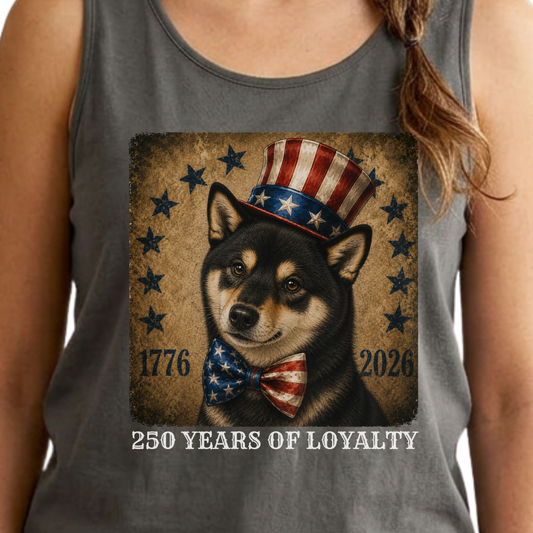 Black Shiba Inu Patriotic Tank Top, 250 Years Loyalty