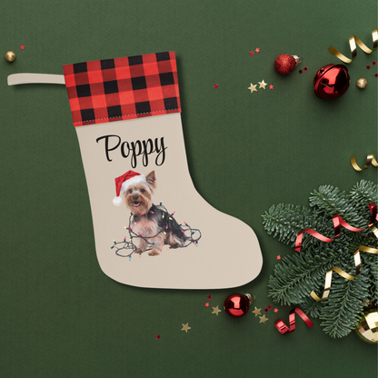 Personalized Yorkshire Terrier Christmas Stocking, Holiday Decor Gift for Yorkie Lovers