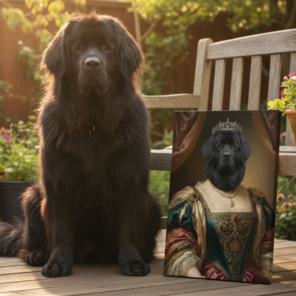 Personalized Queen Dog Portrait, Custom Renaissance Pet Art Canvas