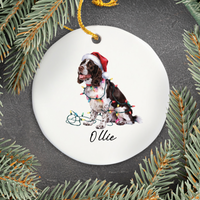 Load image into Gallery viewer, Personalized Brown Springer Spaniel Ornament, Christmas Dog Ornament

