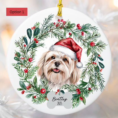Personalized Lhasa Apso Christmas Ornament, Custom Dog Ornament, Holiday Pet Keepsake, Unique Pet Lover Gift, Cute Dog Tree Decor