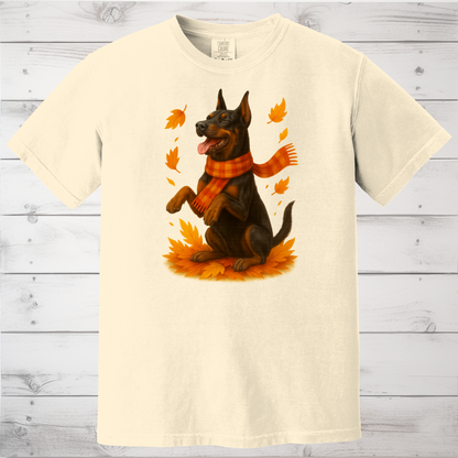Doberman Autumn Sweater, Dog Lover Fall Apparel, Cozy Pet Sweatshirt Gift, Autumn Dog Fashion