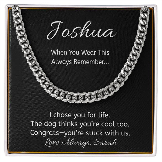 Funny Dog Lover Necklace, “I Chose You for Life” Message Card