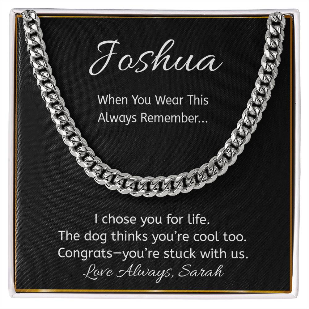 Funny Dog Lover Necklace, “I Chose You for Life” Message Card