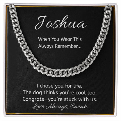 Funny Dog Lover Necklace, “I Chose You for Life” Message Card
