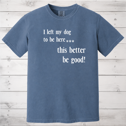 Funny Dog Lover Shirt for Introverts & Pet Parents, I Left My Dog to Be Here T-Shirt
