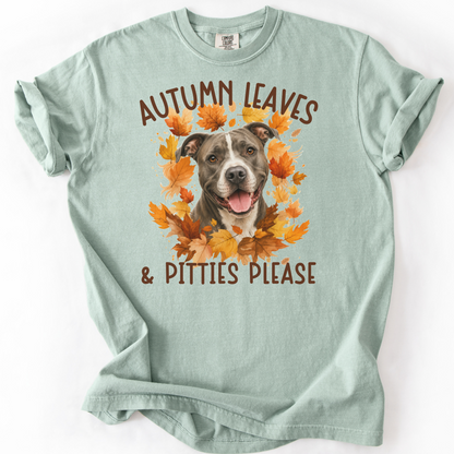 Pitbull Mom Fall Shirt, Autumn Leaves & Pitties Please
