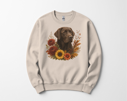 Chocolate Labrador Autumn Floral Sweatshirt