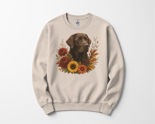 Chocolate Labrador Autumn Floral Sweatshirt