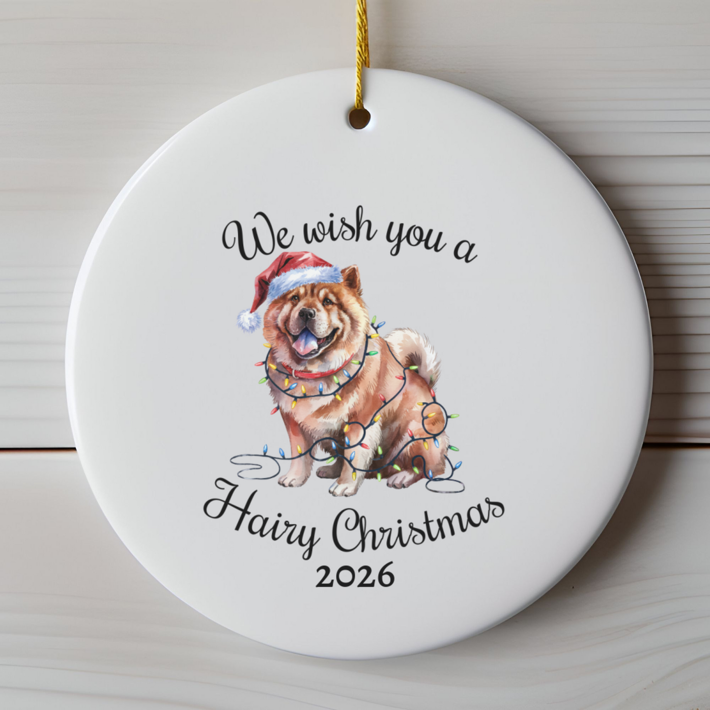 Christmas Chow Chow Ornament, Christmas Lights Dog Keepsake