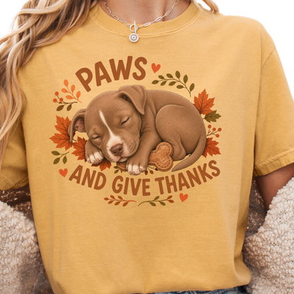 Pitbull Thanksgiving Shirt, Paws Give Thanks Tee, Fall Pit Bull Dog Lover Gift