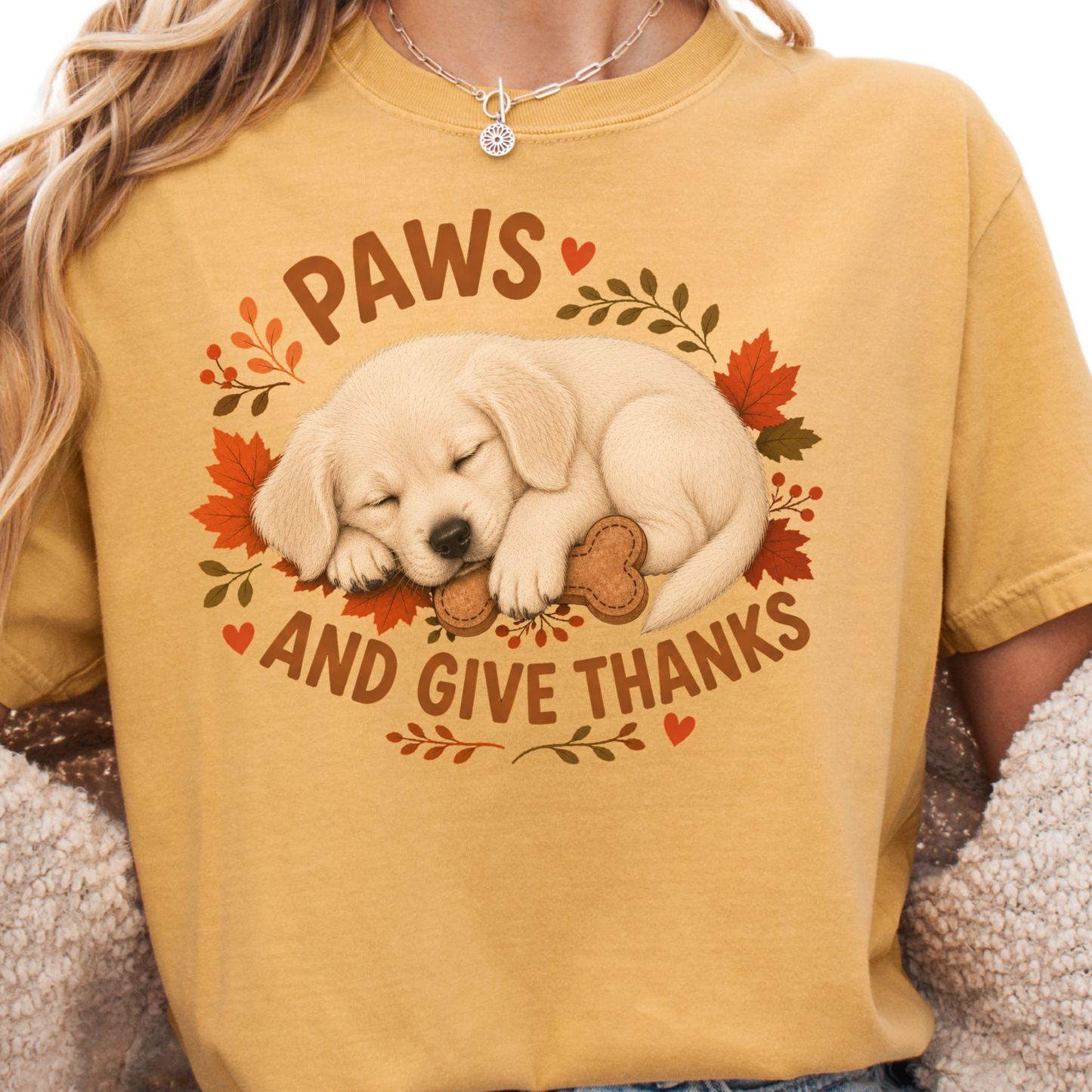 English Cream Golden Retriever Thanksgiving Shirt, Paws Give Thanks Tee, Fall Dog Lover Gift