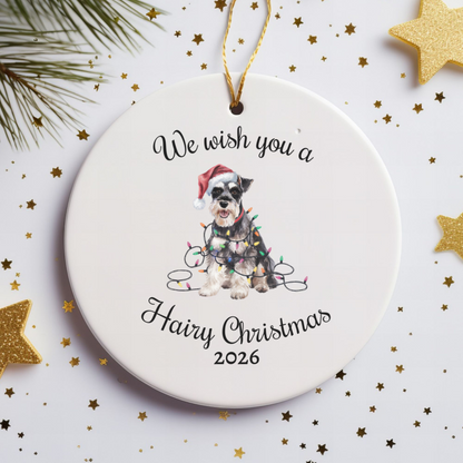 Christmas Schnauzer Ornament, Christmas Lights Dog Keepsake