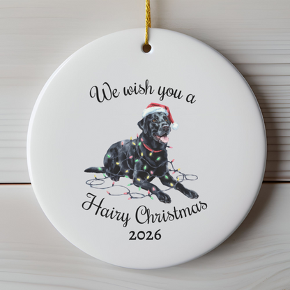 Christmas Black Labrador Ornament, Christmas Lights Dog Keepsake