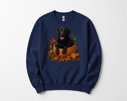 Black Lab Pumpkin Sweatshirt Fall Dog Lover Autumn Labrador Cozy Crewneck Gift Pullover Apparel