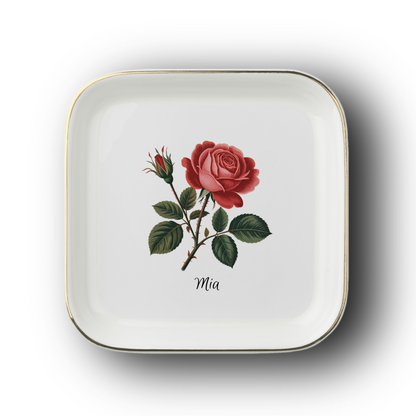 Personalized Birth Flower Jewelry Dish