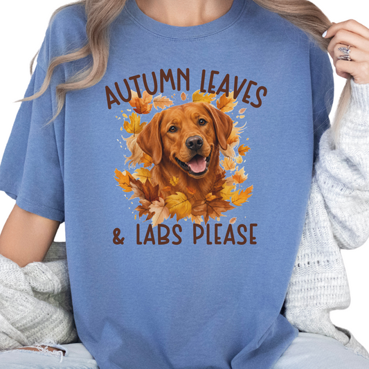 Fox Red Lab Mom Fall Shirt, Autumn Leaves & Labs Please