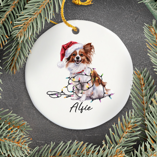 Papillon Personalized Ornament, Custom Dog Keepsake