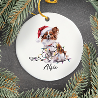 Load image into Gallery viewer, Papillon Personalized Ornament, Custom Dog Keepsake
