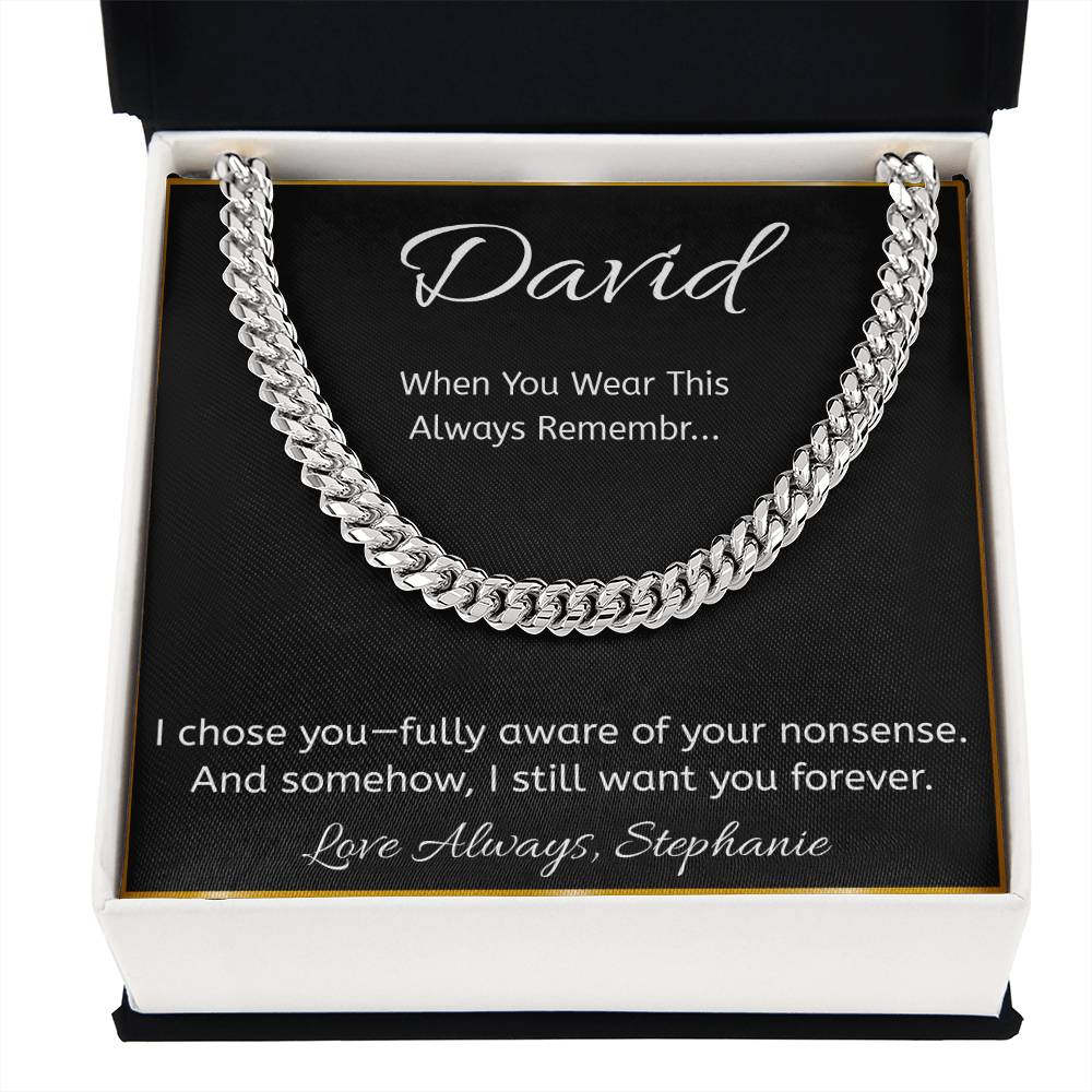 Funny Personalized Message Card Necklace – “I Chose You” Gift