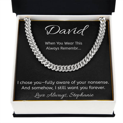 Funny Personalized Message Card Necklace – “I Chose You” Gift