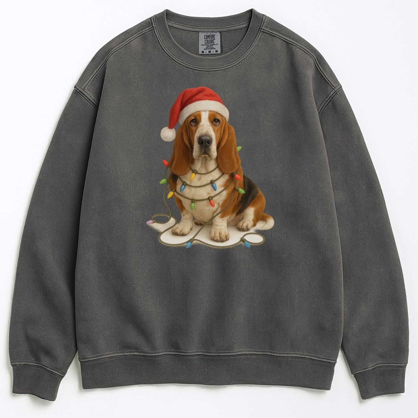 Christmas Dog Sweatshirt, Holiday Basset Hound Gift, Festive Pet Lover Sweater, Unisex Cozy Winter Apparel, Cute Dog Design