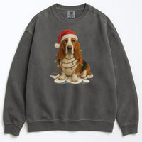 Load image into Gallery viewer, Christmas Dog Sweatshirt, Holiday Basset Hound Gift, Festive Pet Lover Sweater, Unisex Cozy Winter Apparel, Cute Dog Design
