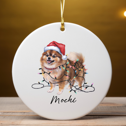 Personalized Pomeranian Ornament, Custom Ceramic Pet Keepsake
