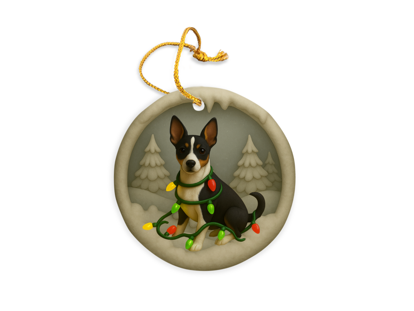 Personalized Rat Terrier Christmas  3D Clay-Style Dog Keepsake
