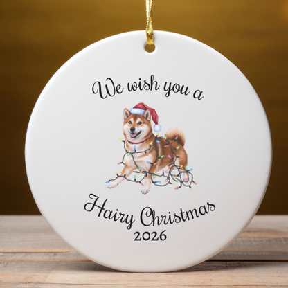 Christmas Red Shiba Inu Ornament, Christmas Lights Dog Keepsake