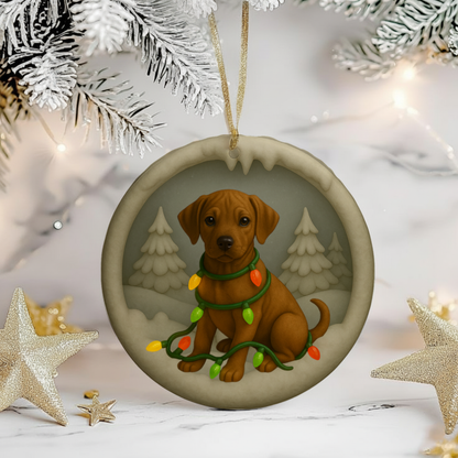 Personalized Rhodesian Ridgeback Christmas 3D Clay-Style Dog Keepsake