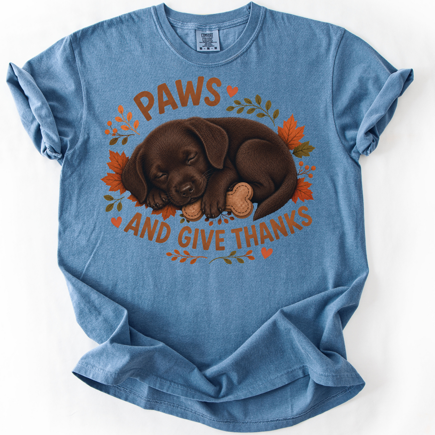 Chocolate Lab Thanksgiving Shirt, Paws Give Thanks Tee, Fall Labrador Retriever Lover Gift