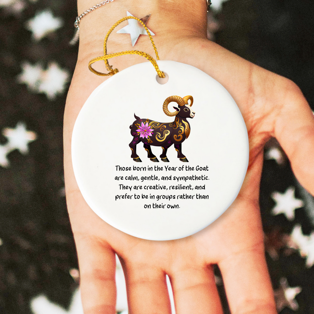 Chinese Zodiac Goat Ornament, Year of the Goat Horoscope Gift for Lunar New Year