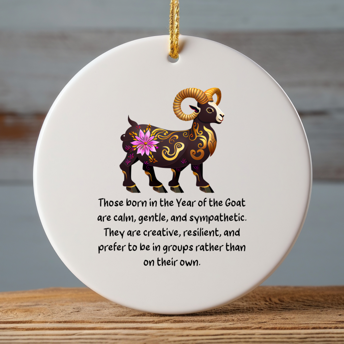 Chinese Zodiac Goat Ornament, Year of the Goat Horoscope Gift for Lunar New Year