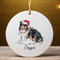 Load image into Gallery viewer, Personalized Shetland Sheepdog Ornament, Custom Dog Lover Gift
