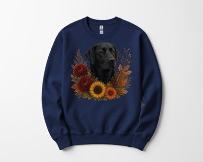Black Labrador Autumn Floral Sweatshirt