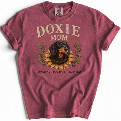 Black and Tan Dachshund Mom Shirt, Doxie Sunflower Tee, Vintage Dog Lover Gift