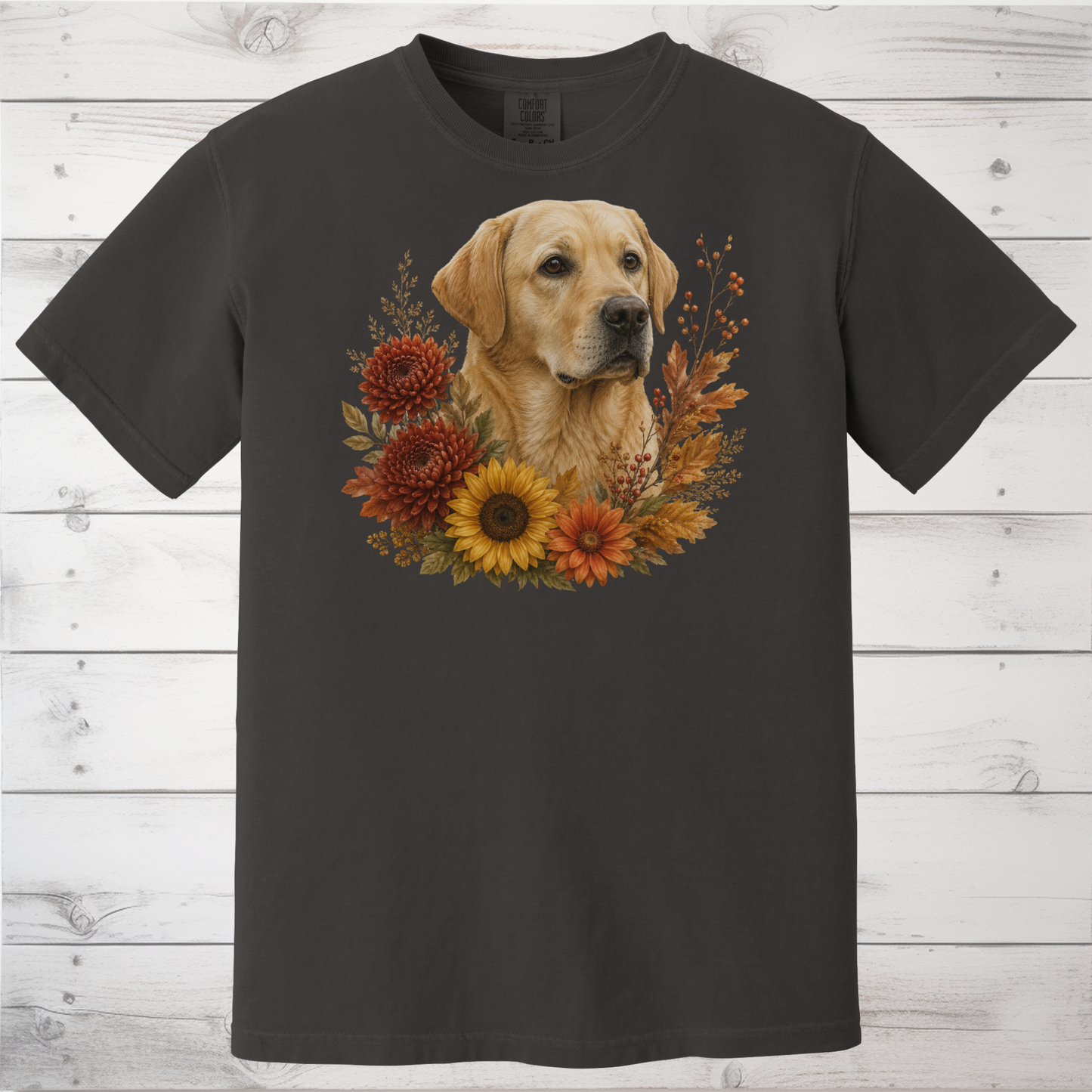 Yellow Labrador Autumn Floral Shirt