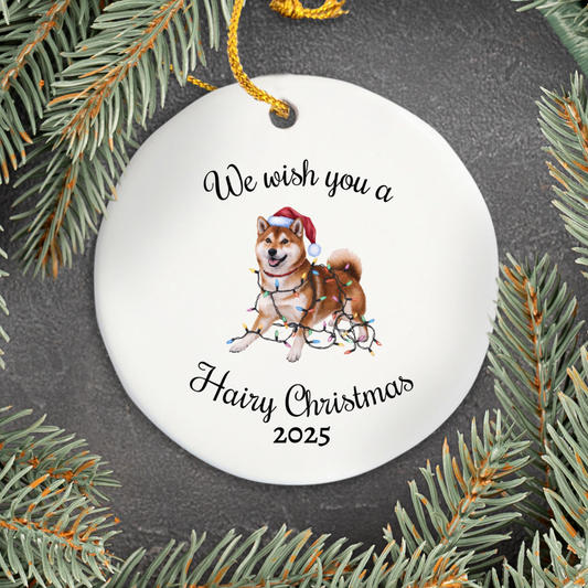 Christmas Red Shiba Inu Ornament, Christmas Lights Dog Keepsake