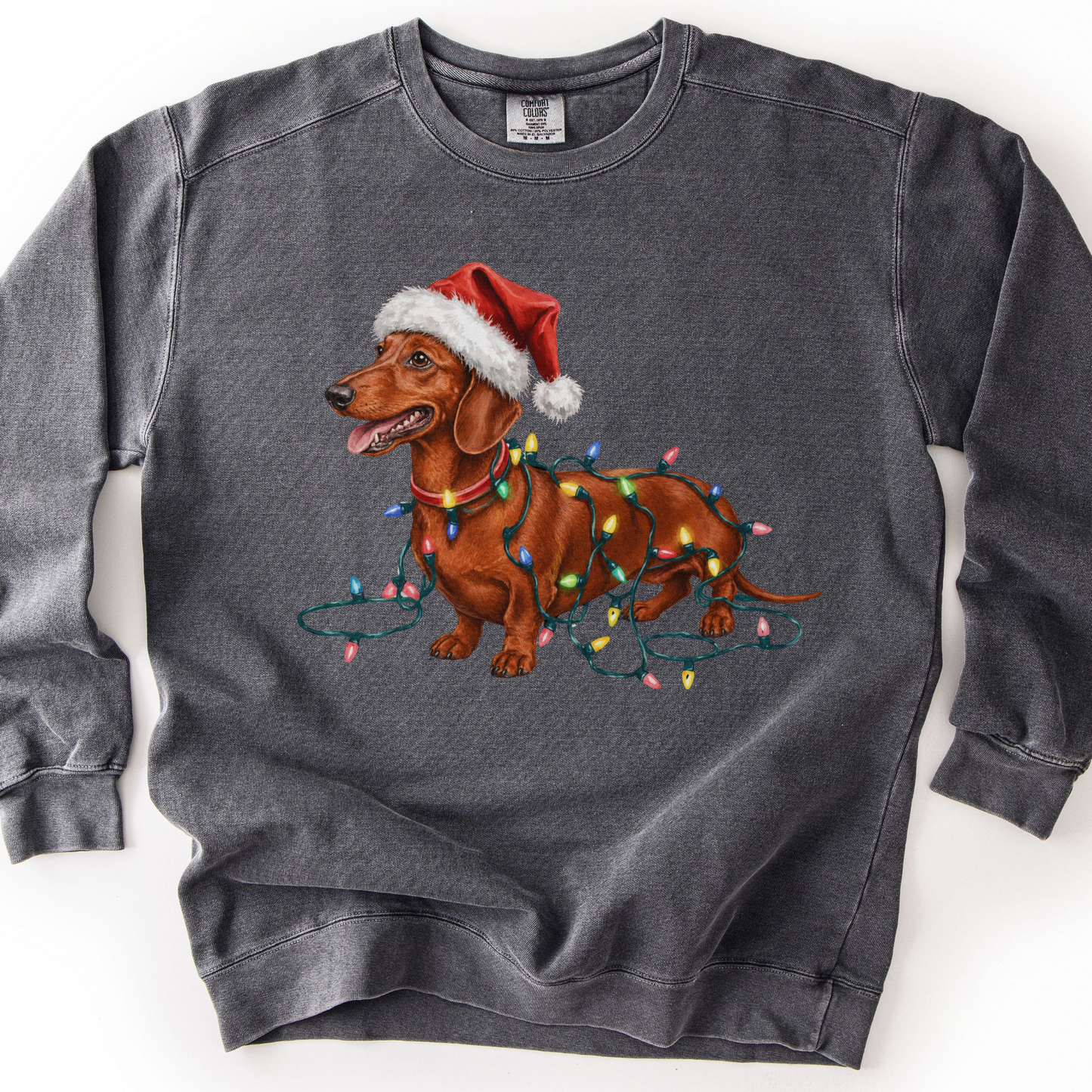 Red Dachshund Christmas Lights Sweatshirt