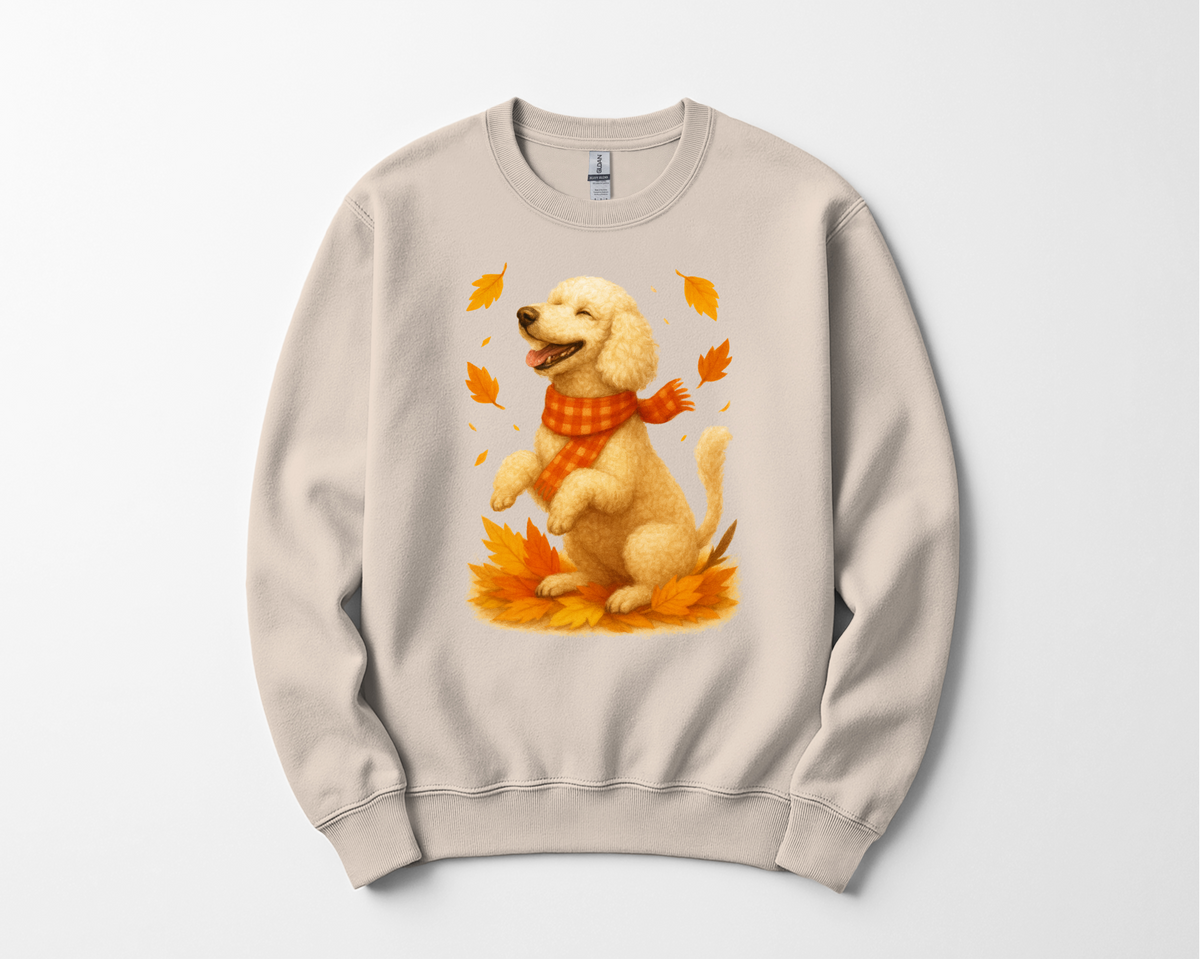 Poodle Autumn Shirt, Cozy Poodle Sweatshirt, Fall Dog Lover Apparel, Poodle Leaves Gift, Cute Dog Clothing, Autumn Vibes Sweatshirt